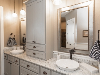 Countertops of the Chisam Project's master bath by LaFollette Custom Homes.