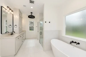 Modern bathroom showcasing confident custom home decisions